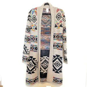 Northern Angel Anthropologie Boho Aztec Long Cardigan Duster Southwestern